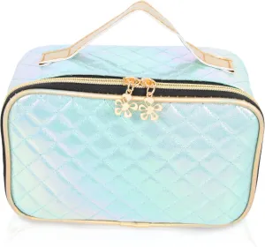Portable Makeup Train Case Multi Functional Toiletry Storage Bag for Business Travel Large Capacity Organizer with PU Handle for Cosmetics and Accessories