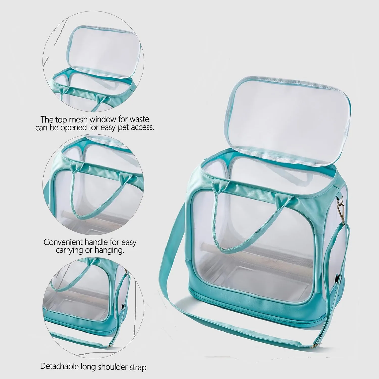 Portable Parrot Travel Bag：Large Carrier Bag, Tray, & Adjustable Strap for Easy, Safe, Comfortable pet Travel. (Gray)