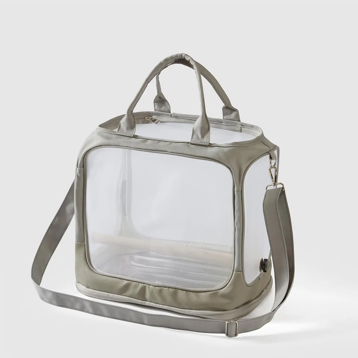 Portable Parrot Travel Bag：Large Carrier Bag, Tray, & Adjustable Strap for Easy, Safe, Comfortable pet Travel. (Gray)