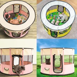 Portable Pet Haven: Versatile Oxford Cloth Crate For Pets by Dog Hugs Cat
