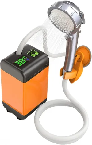 Portable Shower Camping, Temperature and Battery Power Digital Display, Travel Shower for Outdoor, Indoor, Camping, Car, Pet, Beach, Garden(Temperature display,4800 mAh)