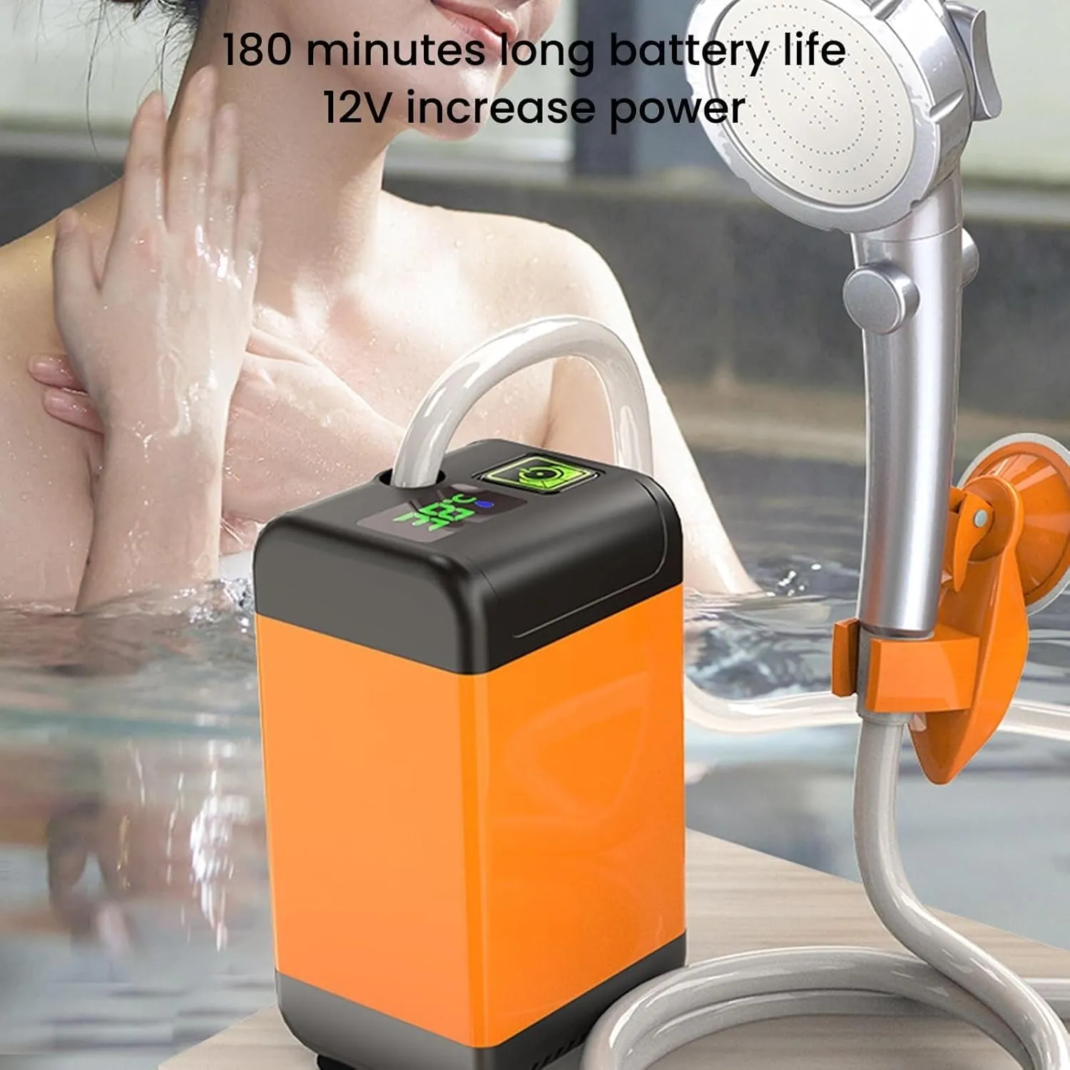 Portable Shower Camping, Temperature and Battery Power Digital Display, Travel Shower for Outdoor, Indoor, Camping, Car, Pet, Beach, Garden(Temperature display,4800 mAh)