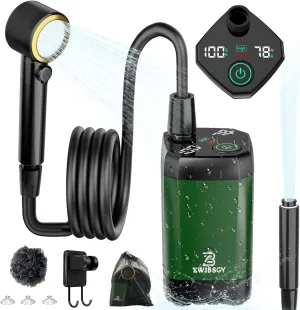 Portable Shower for Camping, 7800mAH Rechargeable Electric Camping Shower Pump with Intelligent Digital Display, Outdoor Camp Shower for Camping, Hiking, Traveling