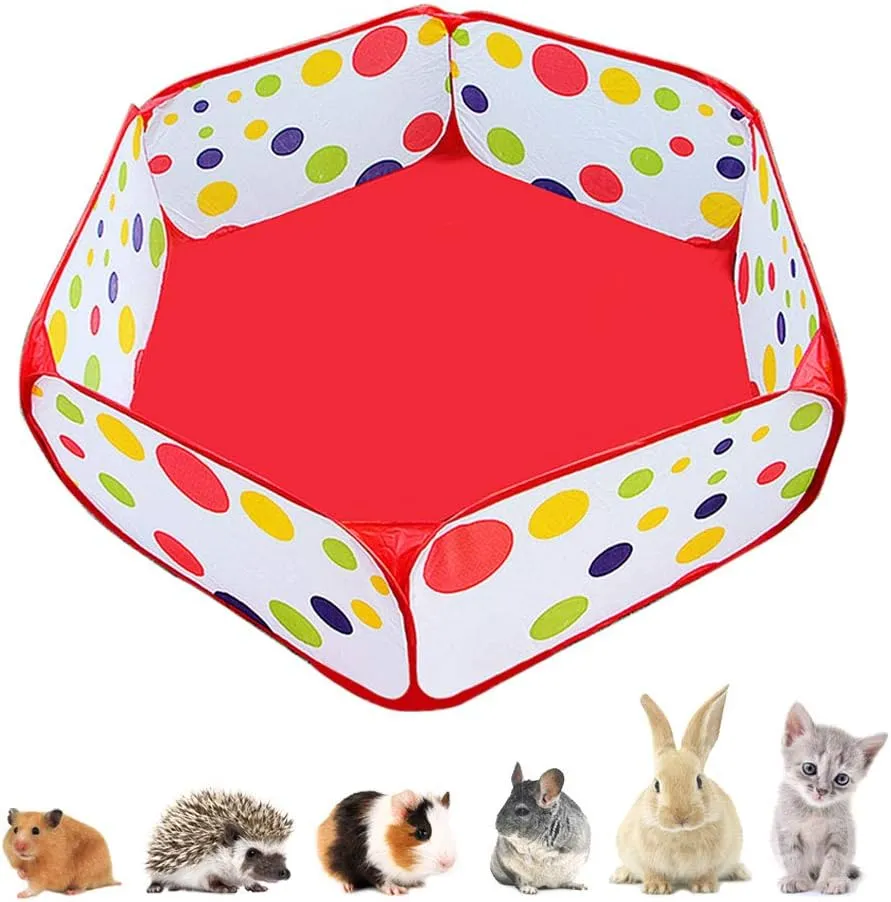 Portable Small Animals Playpen, Outdoor/Indoor Pop Open Pet Exercise Fence, Guinea Pig Accessories Metal Wire Yard Fence C&C Cage Tent for Rabbits, Hamster, Chinchillas and Hedgehogs