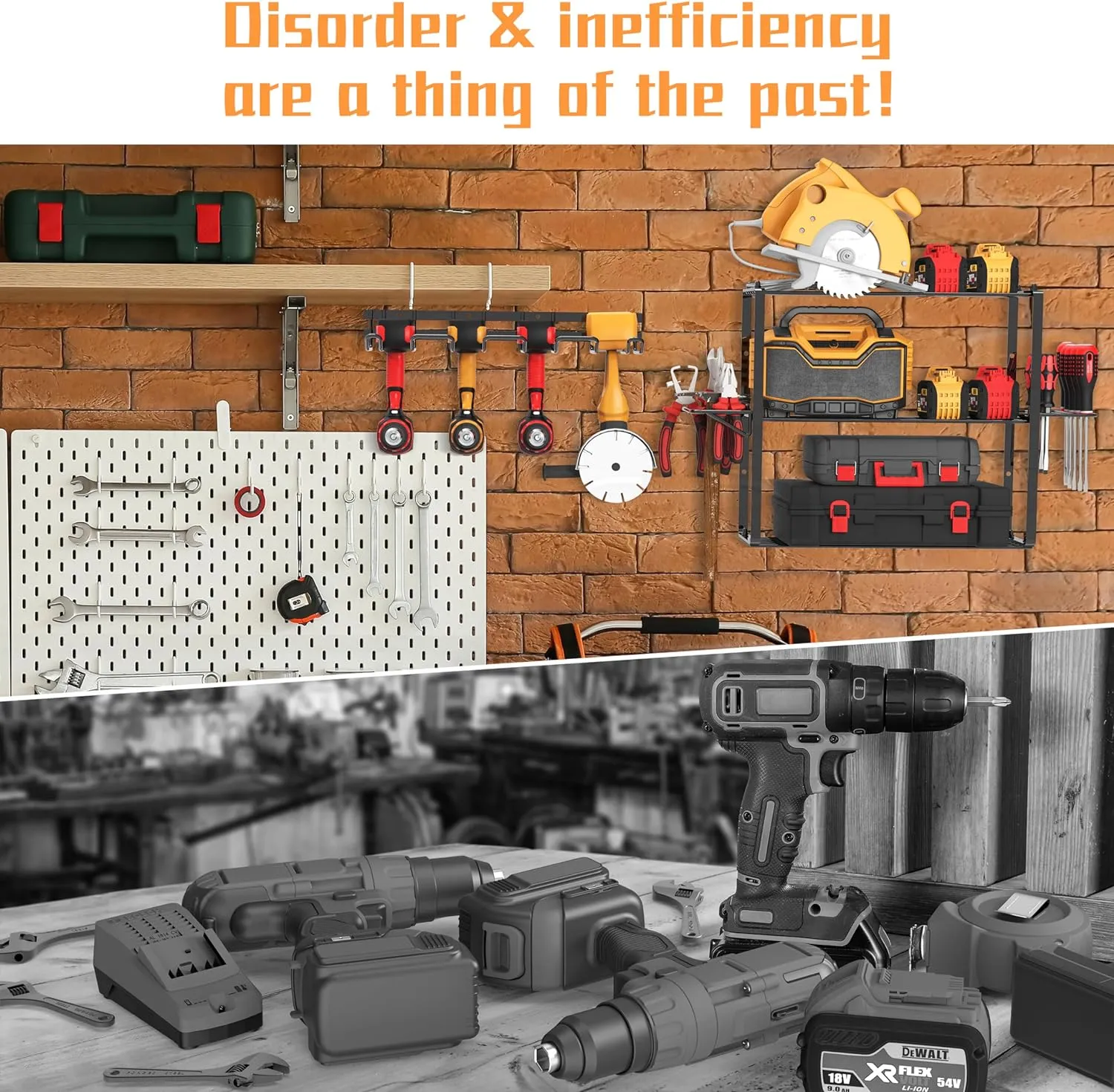 Power Tool Organizer, 4 Layers Heavy Duty Drill Holder Wall Mount,Metal Garage Tool Organization for Efficient Power Tool Storage,Separate Tool Rack Christmas for Men Dad Father