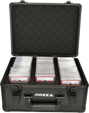 PREZA Graded Card Storage Box - Premium Slab Case Storage Holder for Graded Trading Cards (Black)