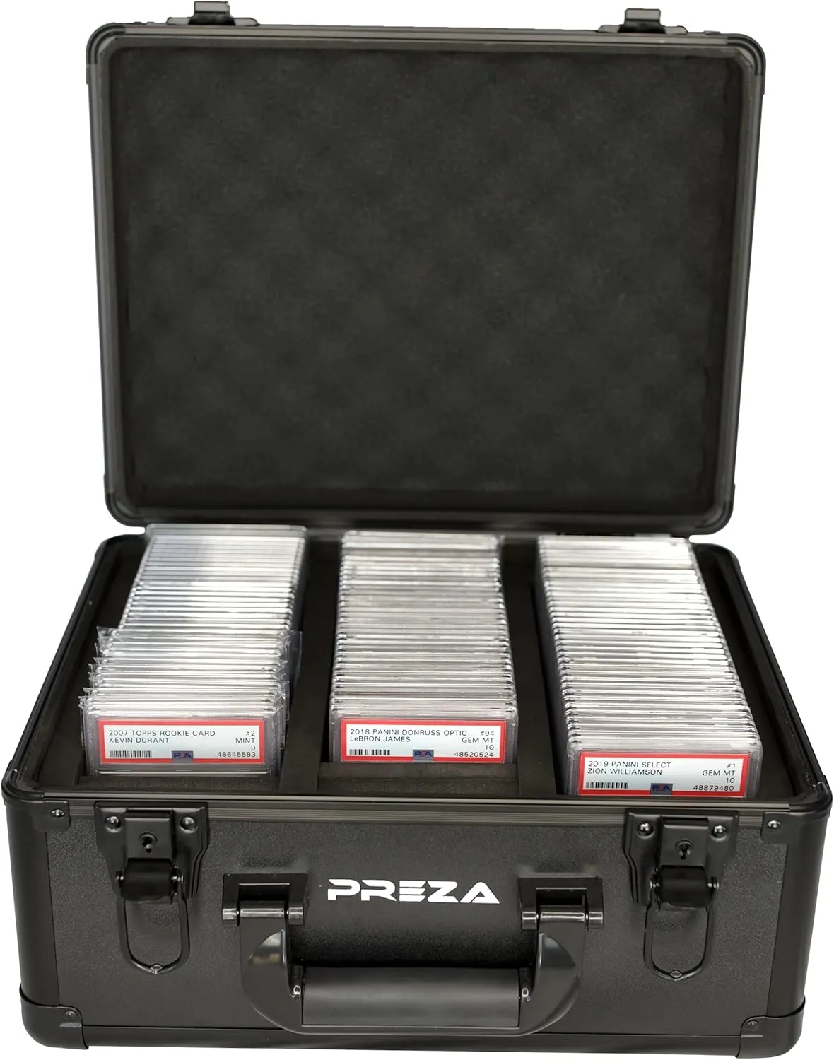 PREZA Graded Card Storage Box - Premium Slab Case Storage Holder for Graded Trading Cards (Black)