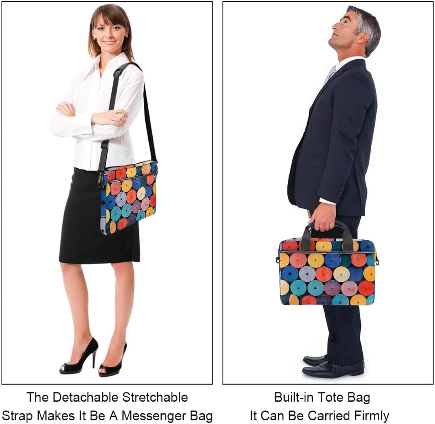 Protective Laptop Shoulder Messenger Bag Colorful Abstract Modern Background Briefcase Carrying Case Sleeve