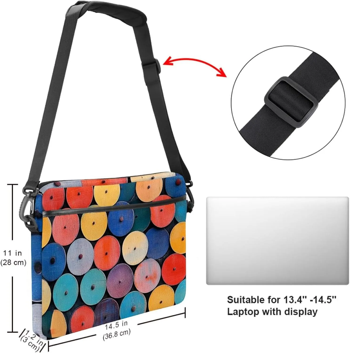 Protective Laptop Shoulder Messenger Bag Colorful Abstract Modern Background Briefcase Carrying Case Sleeve