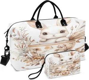 Rabbit and Teacup Travel Duffel Bag for Women Weekend Overnight Dag with Toiletry Bag, Luggage Bag for Travel, Sport, Gym