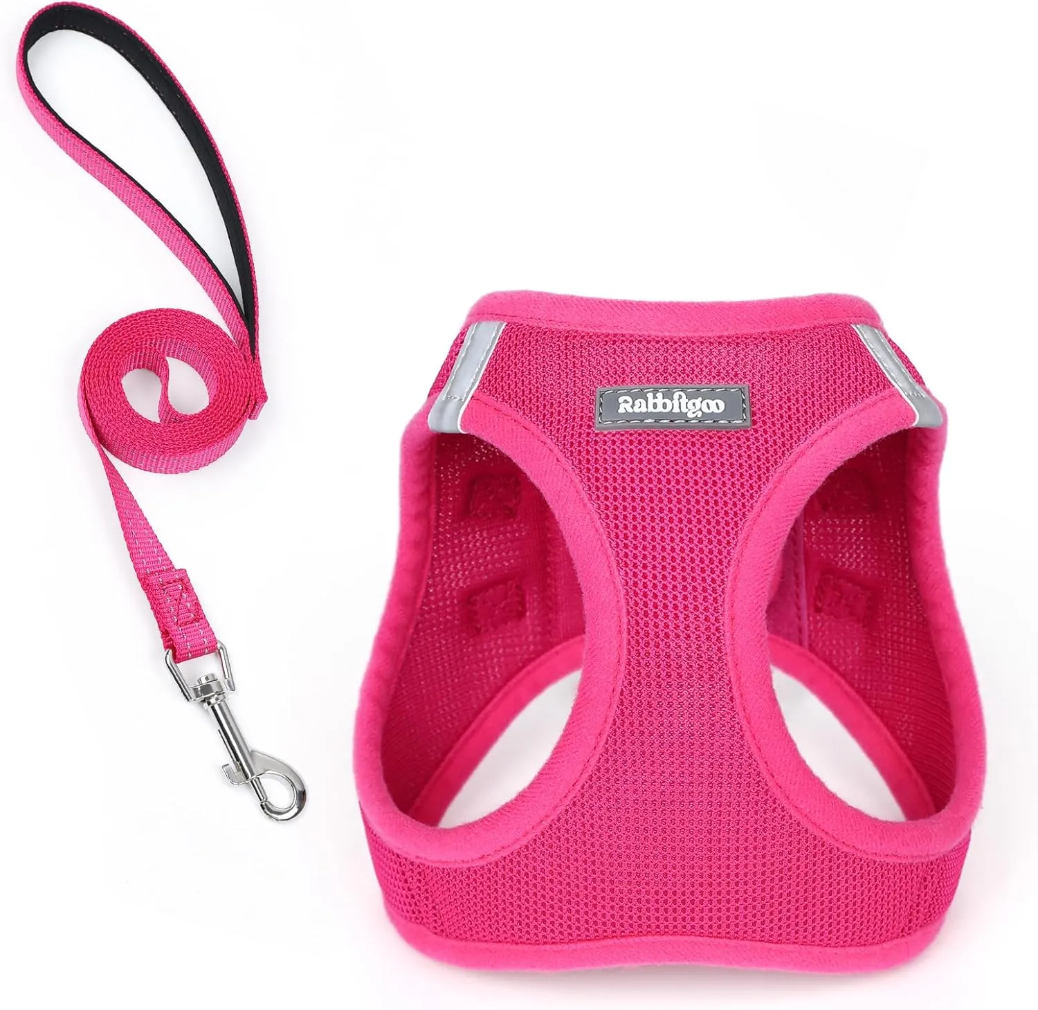 rabbitgoo Dog Harness Small Sized and Leash Set, Step in Soft Light Puppy Vest, Breathable Mesh Pet Harness, Reflective for Safe Easy Walking, Rosa Red XXXS