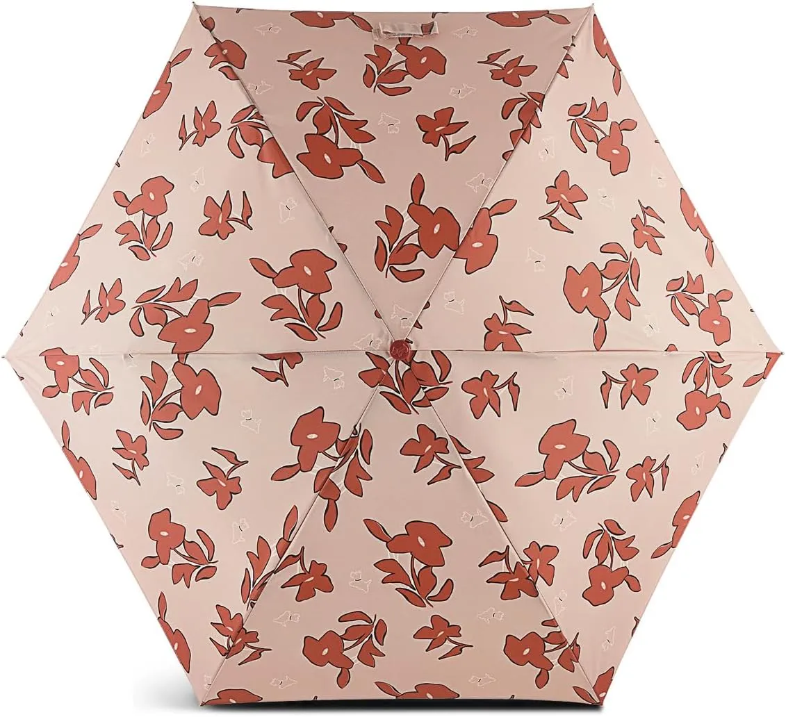 RADLEY London Bloom and Grow Superlite Responsible Foldable Umbrella, Prairie Pink