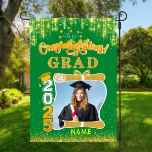 raduation arden Fla with Photo Class of 2025 Conrats rad Double Sided Yard Fla Decorative ifts(Orane)