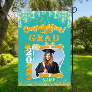 raduation arden Fla with Photo Class of 2025 Conrats rad Double Sided Yard Fla Decorative ifts(Orane)