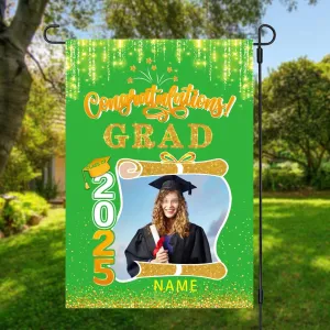 raduation arden Fla with Photo Class of 2025 Conrats rad Double Sided Yard Fla Decorative ifts(Orane)