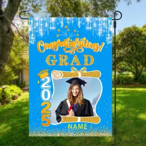 raduation arden Fla with Photo Class of 2025 Conrats rad Double Sided Yard Fla Decorative ifts(Orane)