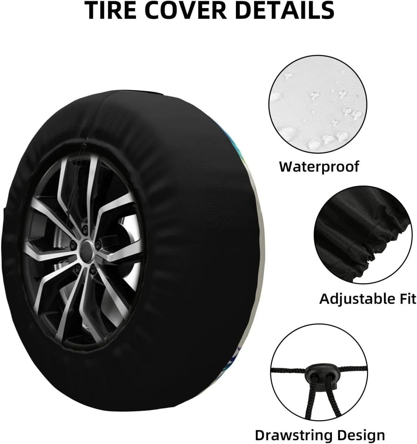 Rainbow Pineapple Cartoon Tire Cover Outdoor Waterproof Snow Sun Rain Wheel Cover Portable Wheel Bags Camper Spare Tire Cover Universal Car Tire Protectors for Trailer RV SUV