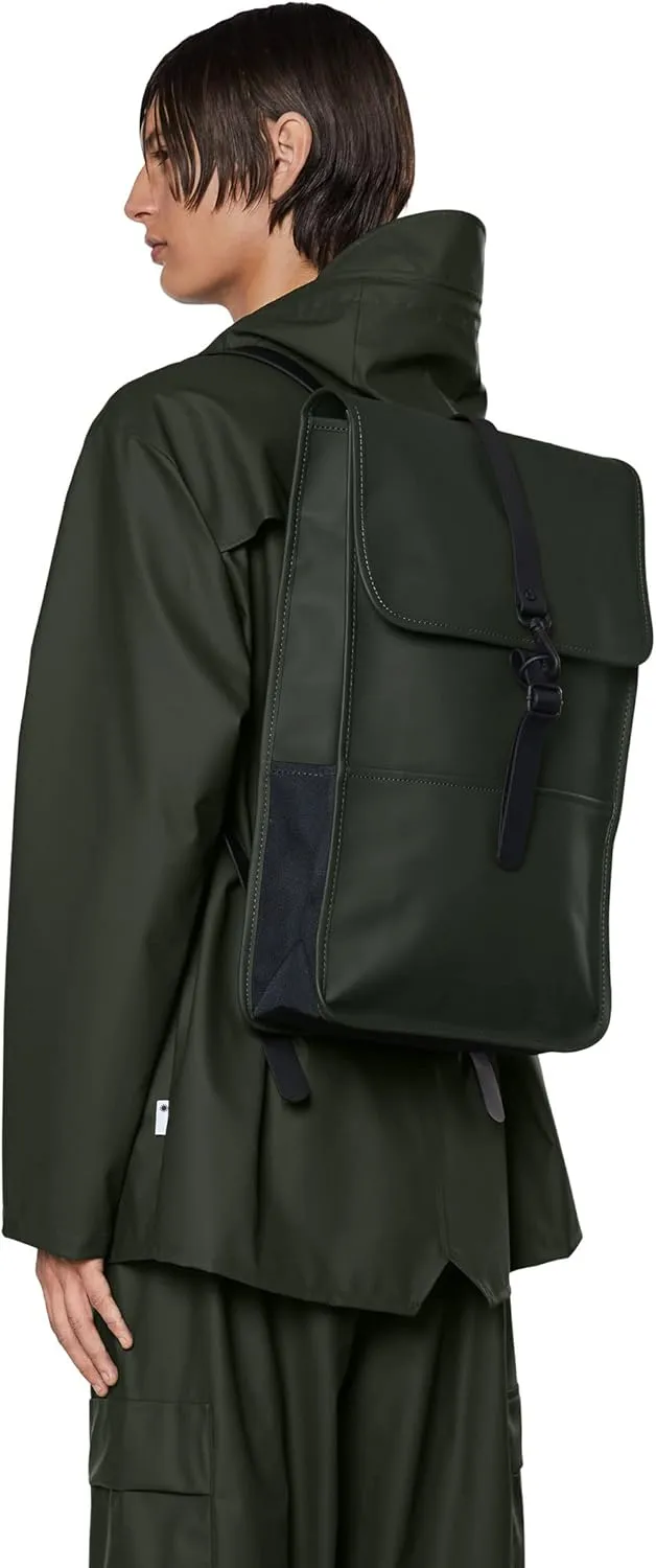 RAINS Backpack for Women and Men - Fits 15" Laptop - Water Resistant Rucksack - (Green, One Size)