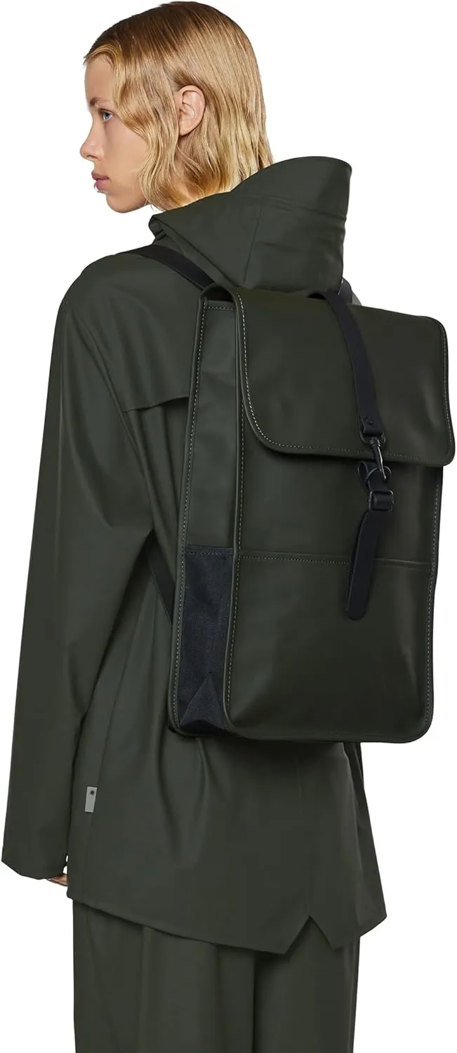 RAINS Backpack for Women and Men - Fits 15" Laptop - Water Resistant Rucksack - (Green, One Size)