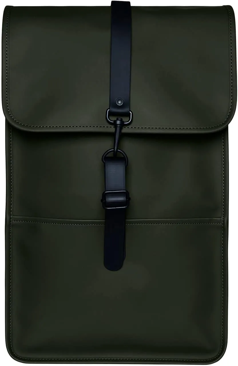 RAINS Backpack for Women and Men - Fits 15" Laptop - Water Resistant Rucksack - (Green, One Size)