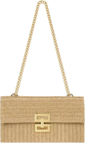 Rancco Straw Clutch Purses for Women, Woven Purse with Detachable Strap Hardware Buttom Closure for Beach Vacations, Parties, Romantic Dates, Rattan Purse for Shoulder Crossbody, 10.4x6.1x0.6inch