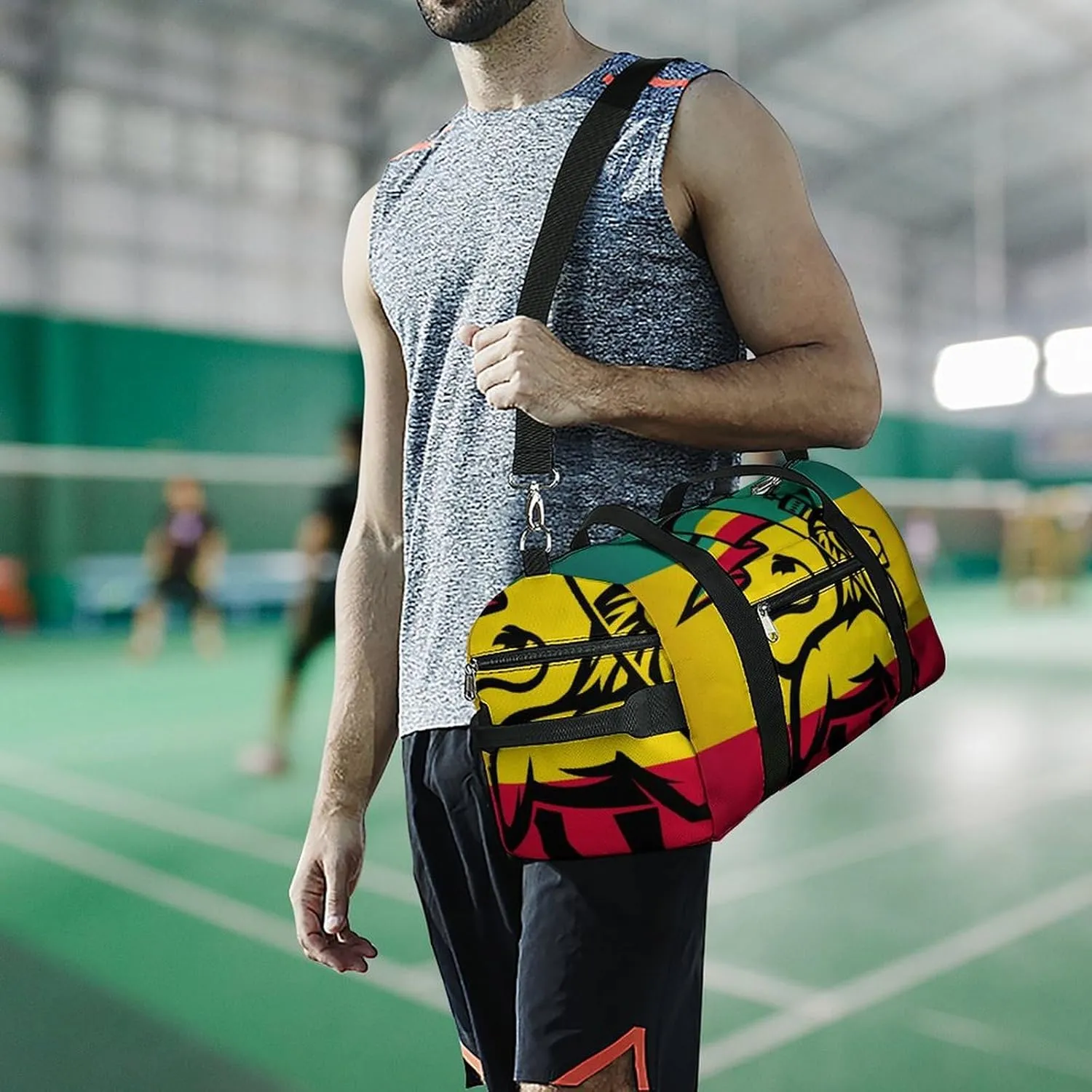 Rasta Lion with Sunglasses Fitness Bag with Large Capacity Backpack And Waterproof Bag