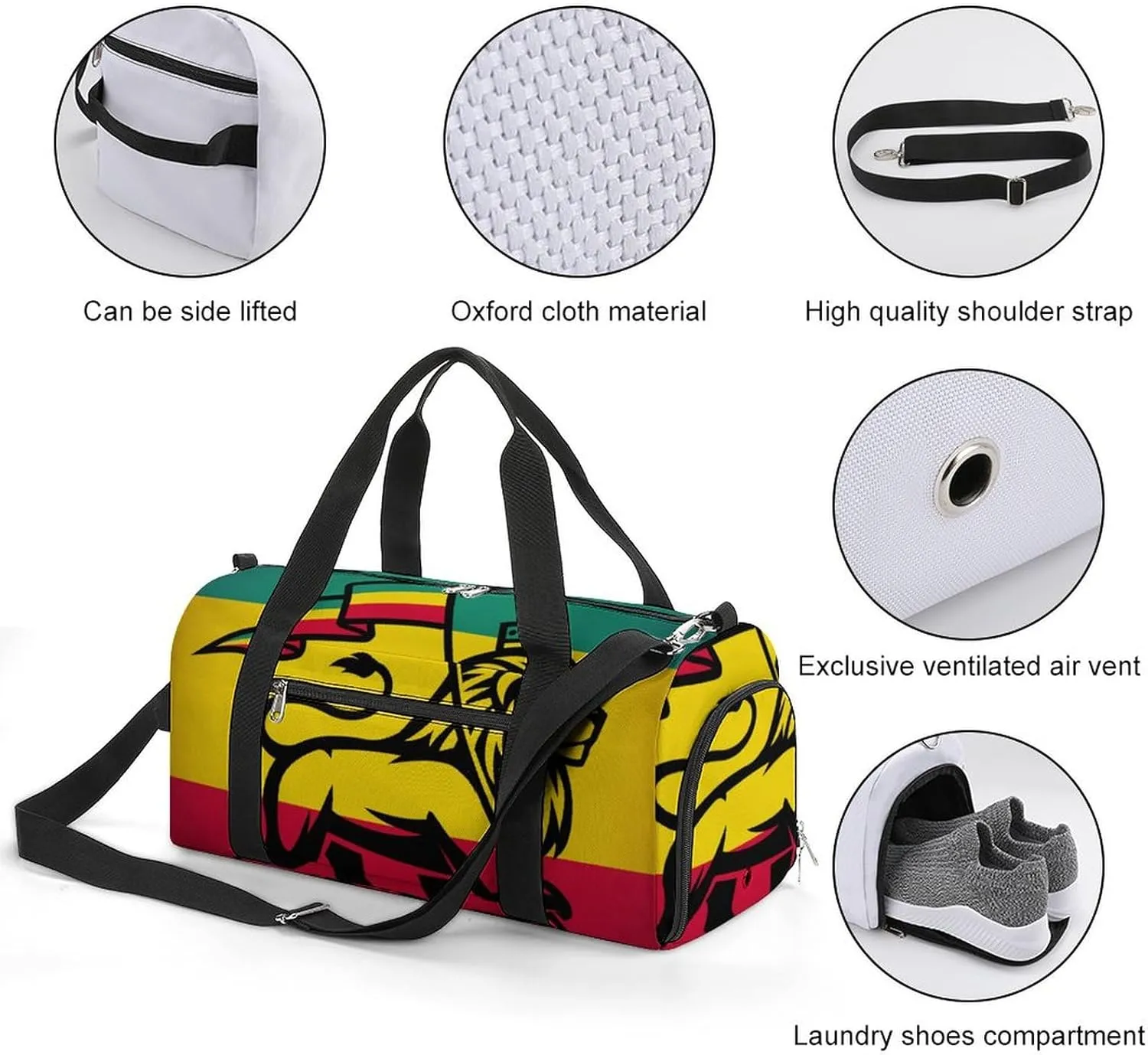 Rasta Lion with Sunglasses Fitness Bag with Large Capacity Backpack And Waterproof Bag