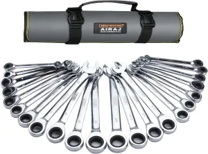 Ratchet Wrenches Set,Standard Combination Ratcheting Wrench Set, SAE & Metric, 22-piece, 72-Tooth Long Open End,1/4" to 3/4" & 6-18mm, CR-V Steel, Organizer With Tool Roll Bag, Mechanic Tools Sets