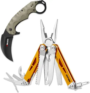 Rblack 21-in-1 Multitool Pliers and Karambit Folding Knife, Great Multitool with EDC Knife Set