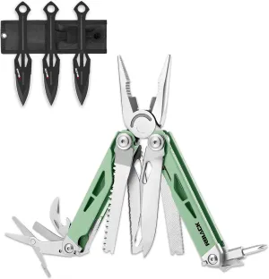 Rblack 21-in-1 Multitool Pliers and Throwing Knives Set of 3 with Nylon Sheath