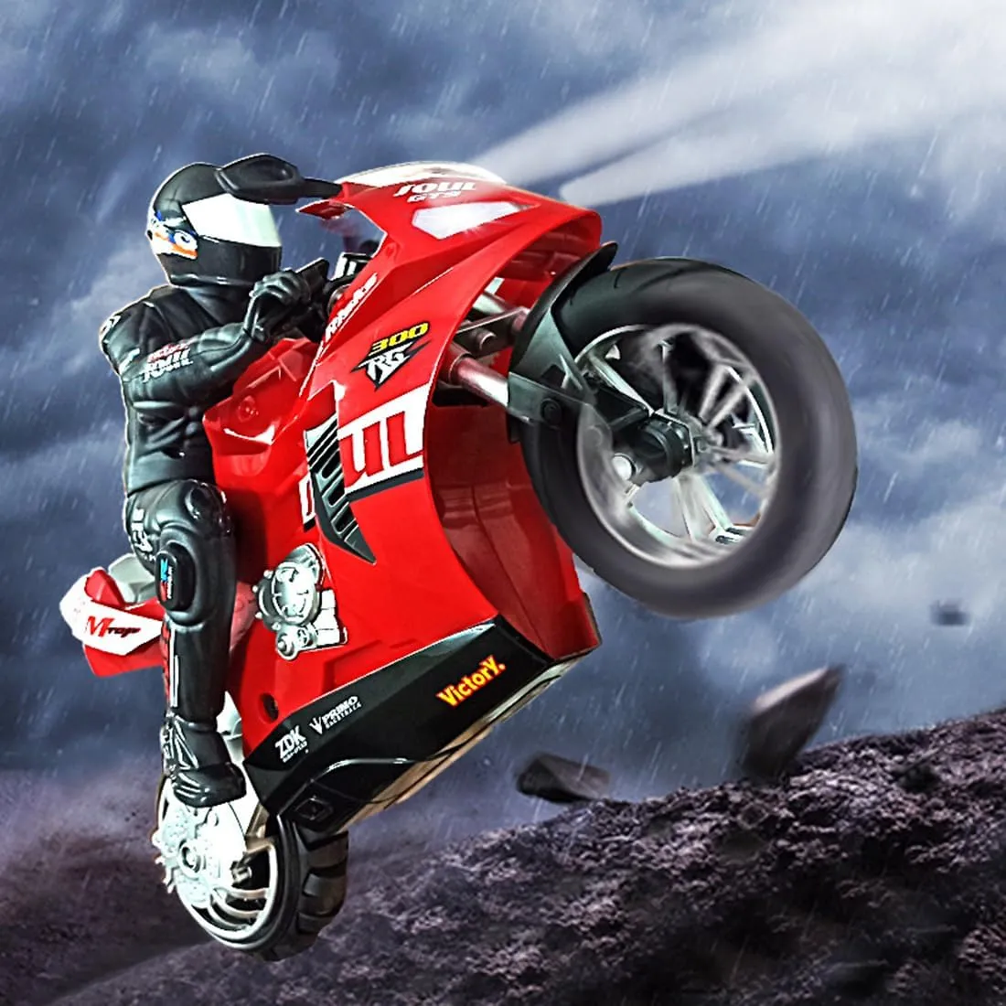 RC Dual-Motor Electric Two-Wheel Self-Balancing Motorcycle Model, 1/6 Scale 2.4GHz Motorcycle Model with Six-Axis Gyroscope and Wireless RC, Perfect for Kids Adults (RTR Version/Blue)