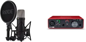 RØDE NT1 5th Generation Large-Diaphragm Studio Condenser Microphone with XLR and USB Outputs & Focusrite Scarlett Solo 3rd Gen USB Audio Interface