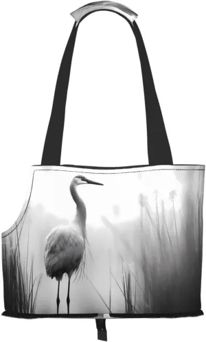 red-Crowned Crane Printed pet Shoulder Bag - Foldable Design, Small cat and Dog Travel Bag