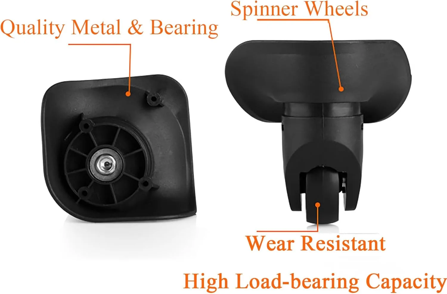 Replacement Luggage Wheels for Suitcases Repair, Set of 4, Luggage Spinner Wheel Replacement Repair Casters for Travel Customs Trolley Bag