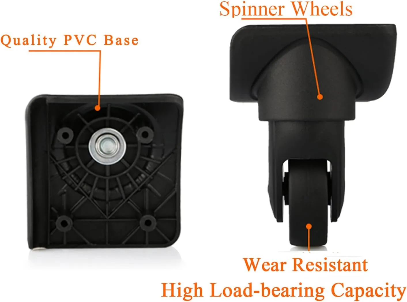 Replacement Luggage Wheels for Suitcases, Set of 2, Luggage Wheels Replacement Left & Right Spinner Wheels for Suitcase Travel Customs Case (TR149R - 2 Pcs)