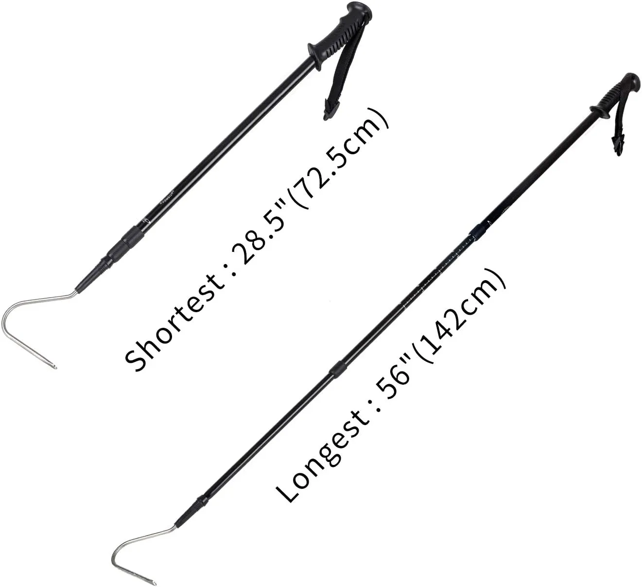 REPTI ZOO 57" Snake Catcher Professional Stainless Steel Retractable Snake Hook Reptile Catcher Stick Rattlesnake Grabber Pick-up Snake Pole Handling Tool (Snake Hook)