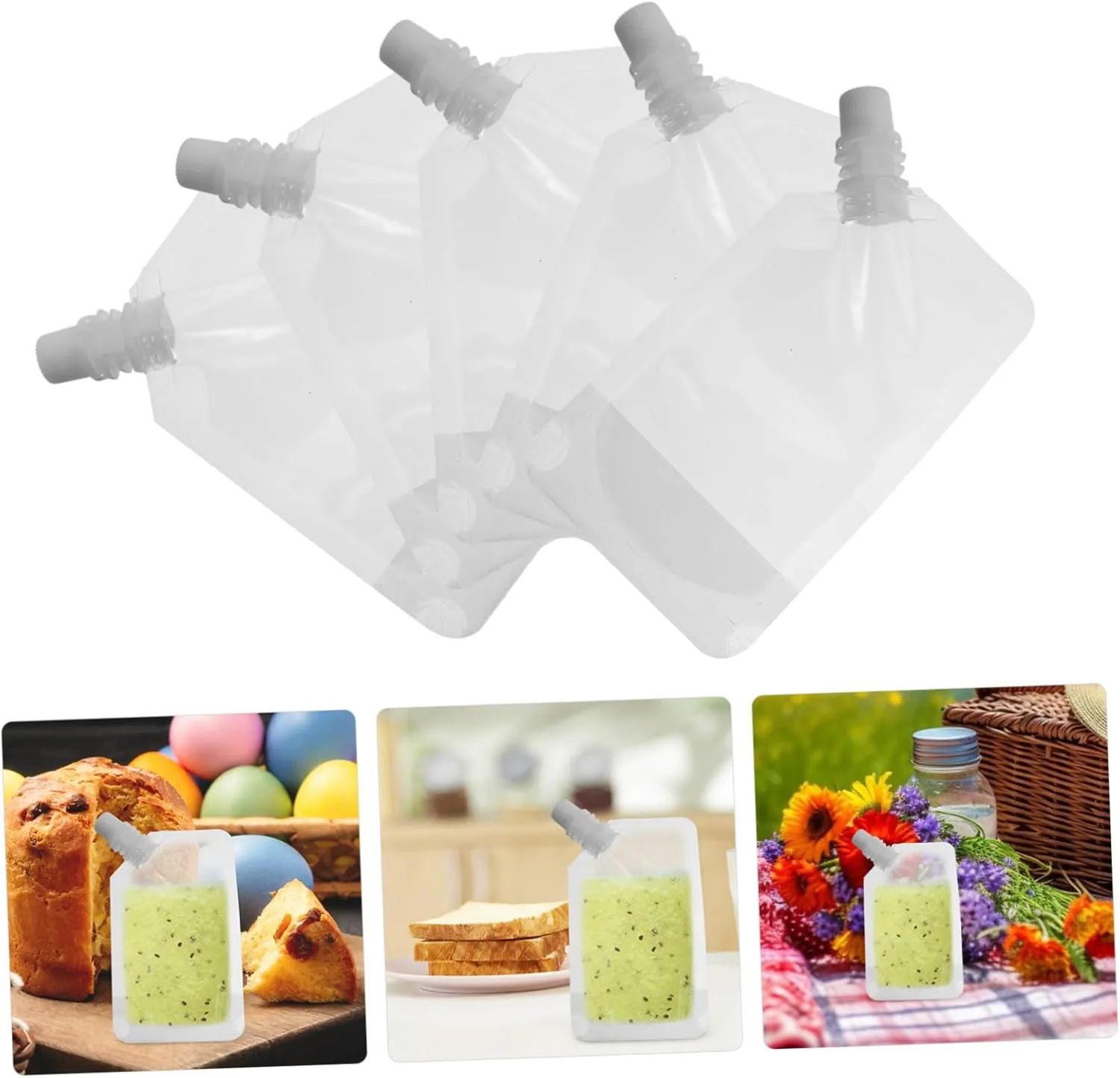 Reusable Juice Bags Straw Leakproof Edible Oil Containers for Camping Stand up Milk Holder Pouches