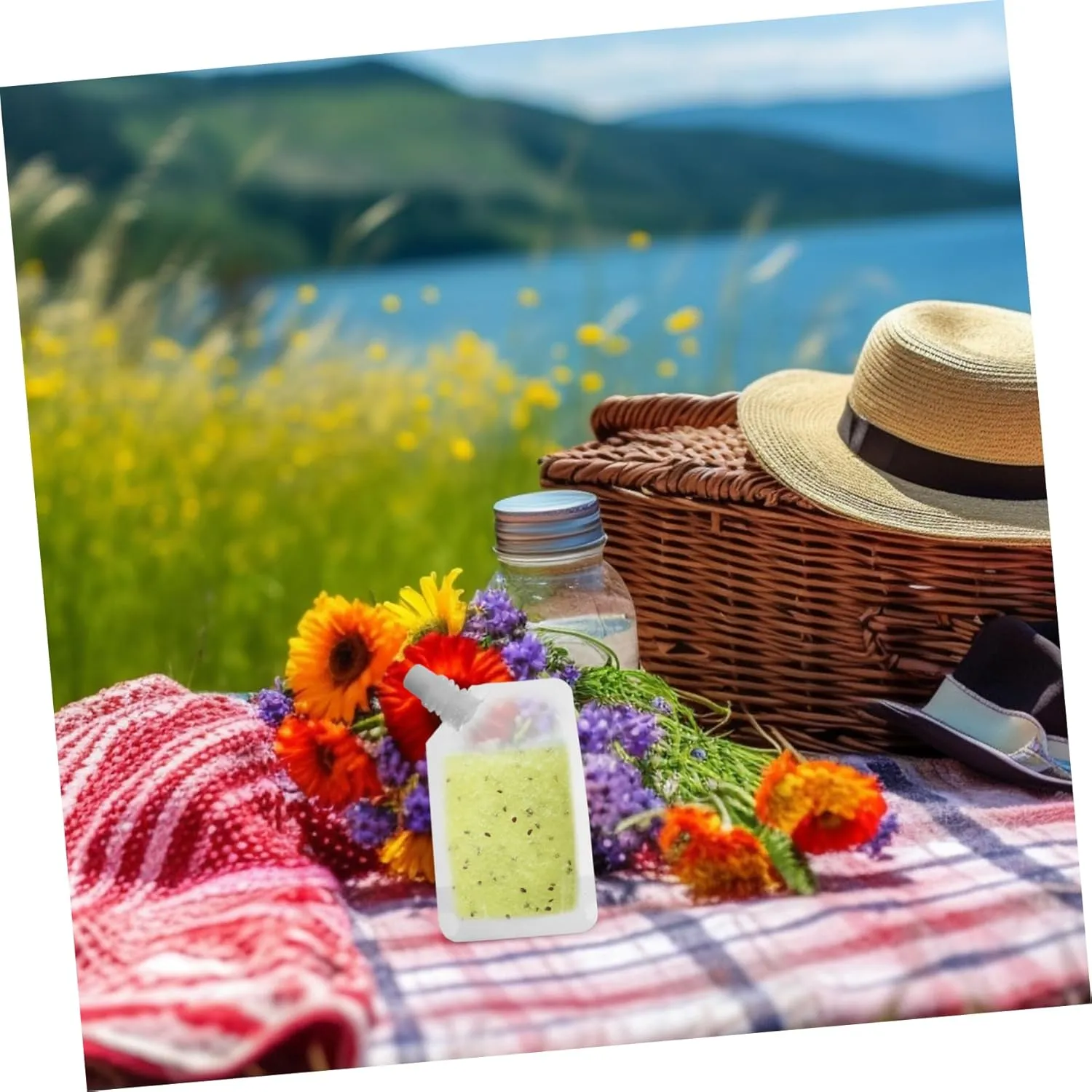 Reusable Juice Bags Straw Leakproof Edible Oil Containers for Camping Stand up Milk Holder Pouches