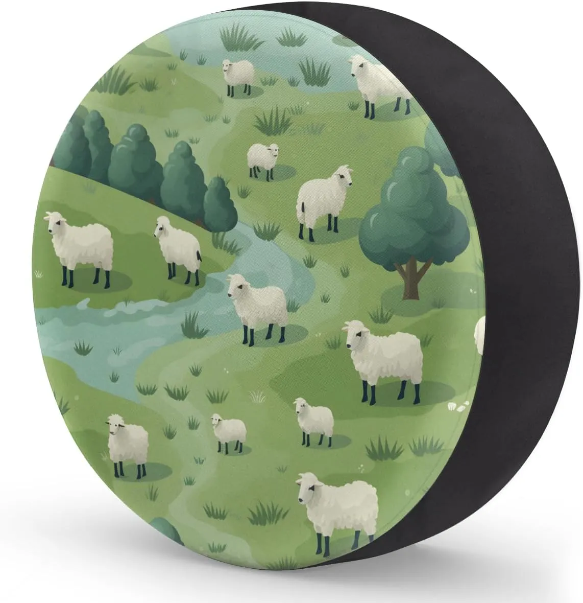 River Sheep Grassland Spare Tire Cover Weatherproof Universal Wheel Protectors Dustproof Tyre Covers for Rv Camper Travel Trailer SUV Truck Many Vehicle Tire Protector 16 Inch