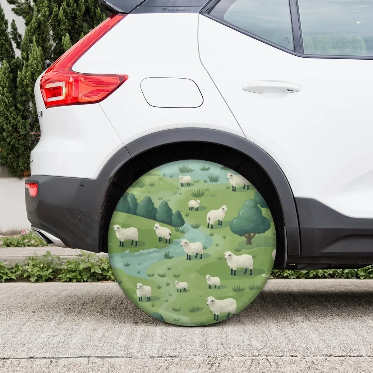 River Sheep Grassland Spare Tire Cover Weatherproof Universal Wheel Protectors Dustproof Tyre Covers for Rv Camper Travel Trailer SUV Truck Many Vehicle Tire Protector 16 Inch