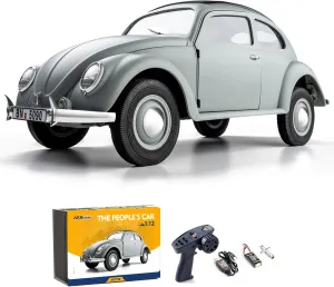 RocHobby 1/12 RC Crawler The People's Car RTR Gray RTR 4-RWD Offroad Truck Hobby Grade Model Car RC Remote Control Car 4-Ch and 2.4Ghz Transmitter for LED Lights Battery and USB Charger for Adults