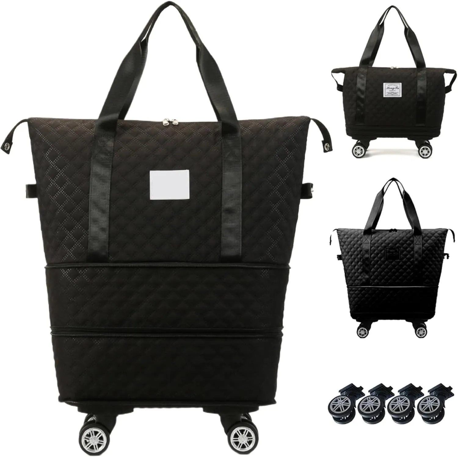 Rolling Duffle Bag with Wheels and Handle, Expandable Foldable Luggage Bag, Dry and Wet Separation Rolling Bag, Zipper Travel Carry on Bag for Gym,Camping,Travel