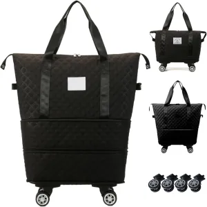 Rolling Duffle Bag with Wheels and Handle, Expandable Foldable Luggage Bag, Dry and Wet Separation Rolling Bag, Zipper Travel Carry on Bag for Gym,Camping,Travel