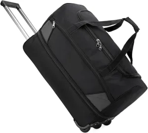 Rolling Duffle Bag With Wheels, Foldable Gym Bag With Wheels And Handle Travel Duffel Bag,Travel-Friendly And Lightweight(Black)
