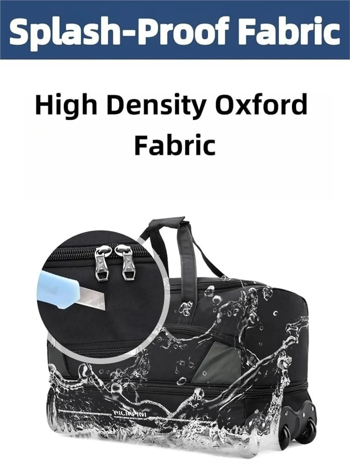 Rolling Duffle Bag With Wheels, Foldable Gym Bag With Wheels And Handle Travel Duffel Bag,Travel-Friendly And Lightweight(Black)