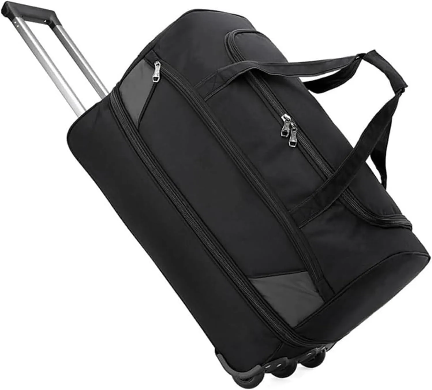 Rolling Duffle Bag With Wheels, Foldable Gym Bag With Wheels And Handle Travel Duffel Bag,Travel-Friendly And Lightweight(Black)