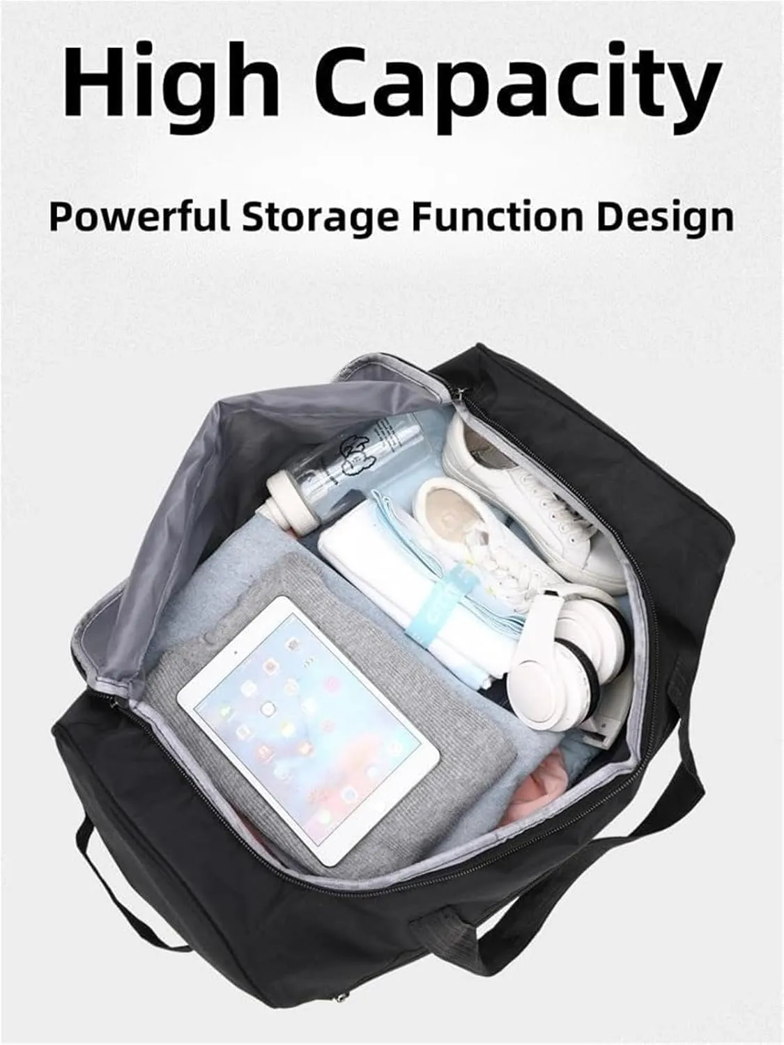 Rolling Duffle Bag With Wheels, Foldable Gym Bag With Wheels And Handle Travel Duffel Bag,Travel-Friendly And Lightweight(Black)