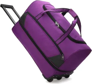 Rolling Duffle Bag With Wheels, Foldable Gym Bag With Wheels And Handle Travel Duffel Bag,Travel-Friendly And Lightweight(Purple)