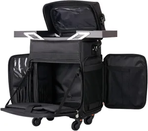 Rolling Makeup Case, Makeup Backpack Professional Makeup Artist Train Case Trolley, Multi-functional Cosmetic Train Case, Cosmetic Trolley Case In Oxford Fabric, With 360° Swivel Wheels, Black