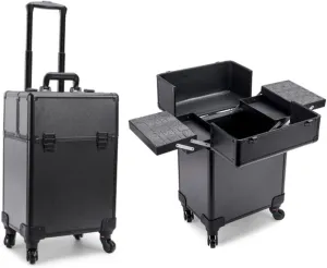 Rolling Nail Box Wheeled Nail Art Storage Box Polish Organizer Rolling Makeup Trolley Cosmetics Suitcase(C)